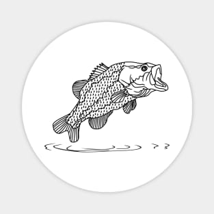 black bass fish jumping out of the water Magnet